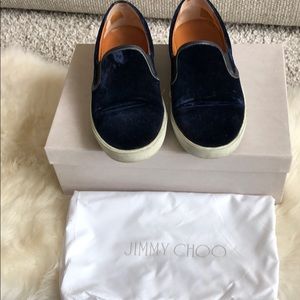 Jimmy Choo velvet sneaker in navy US 6.5